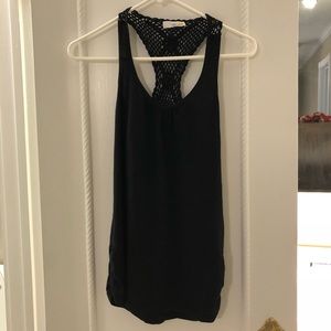 Crocheted Racer Back Black Tank